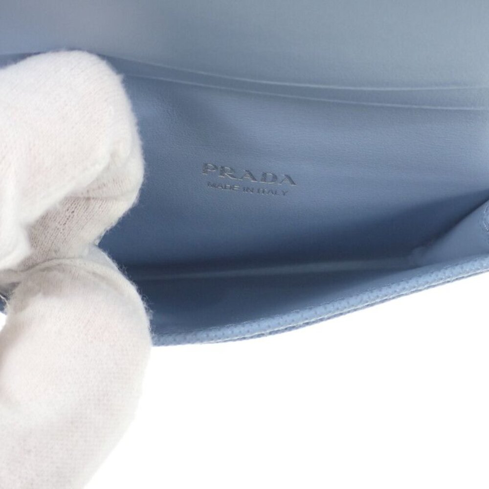 Prada Saffiano Triangle 1 Mc110 qhh f0 ozx Card Case Saffiano Light Blue Silver - Picture 5 of 8